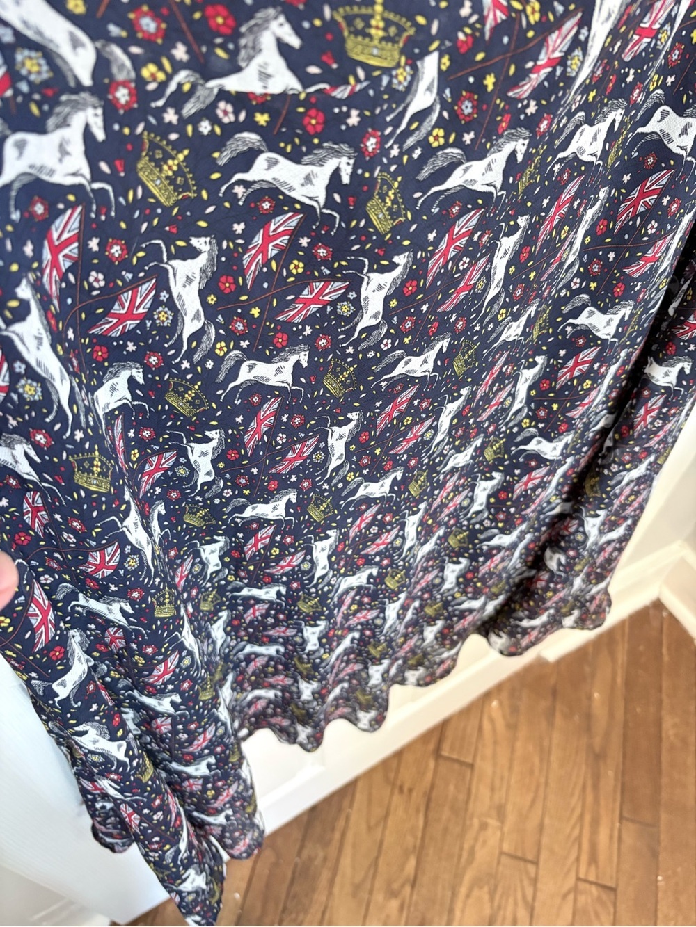 Boden Equestrian Union Jack Horse Print Midi Skirt Size US 12R - Picture 6 of 10